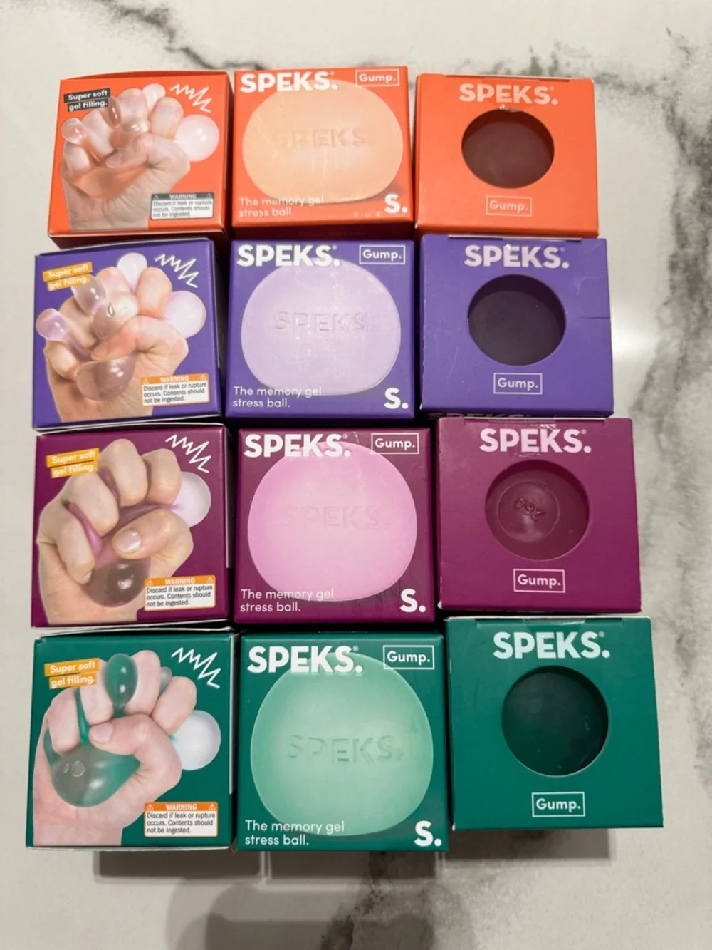 SPEKS Colored Memory Gel Stress Ball - Assorted Pink, Purple, Orange - Picture 2 of 2